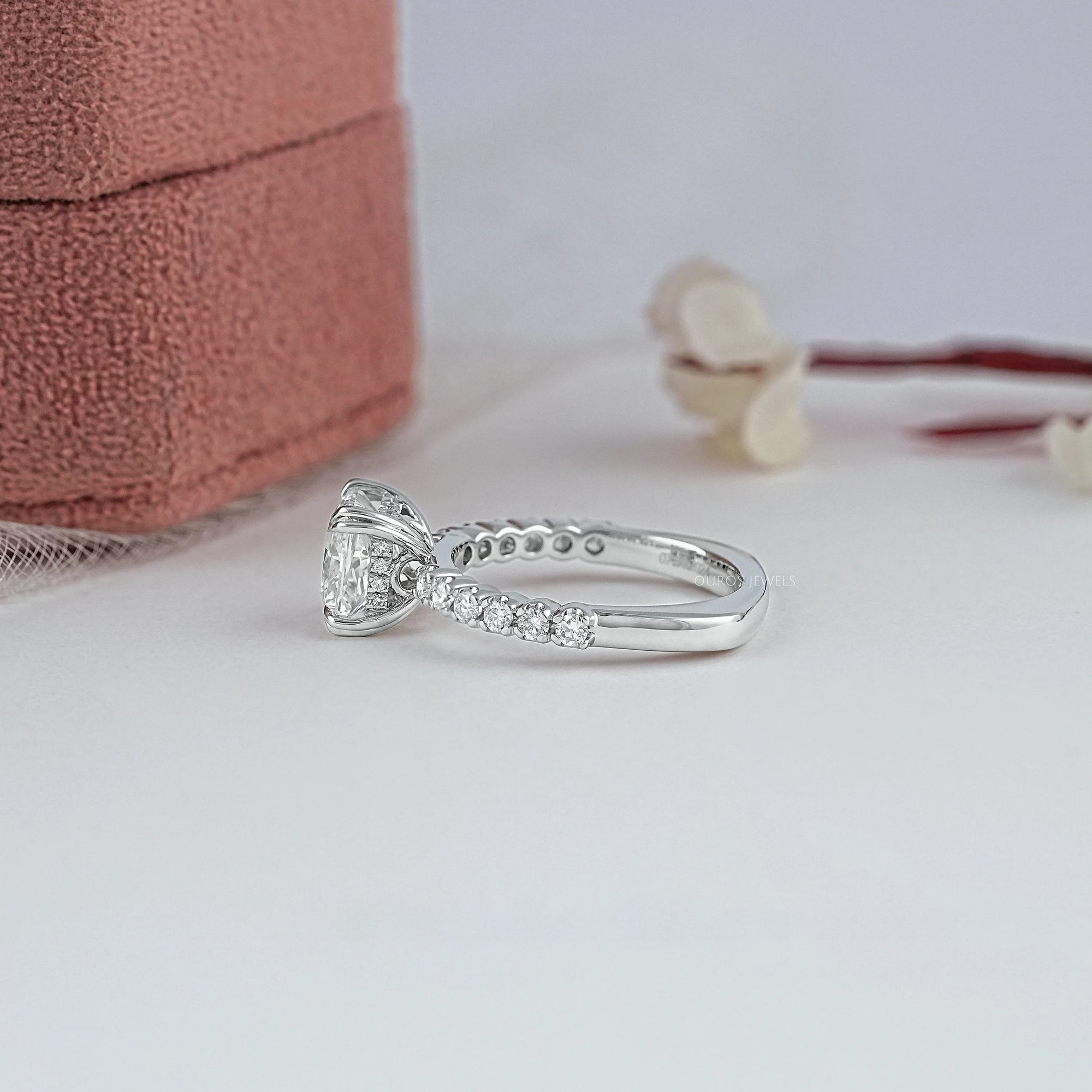 Euro Shank Hidden Halo Diamond Engagement Ring Ring