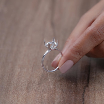 Round Shape Hidden Halo Semi Mount Engagement Ring Rings