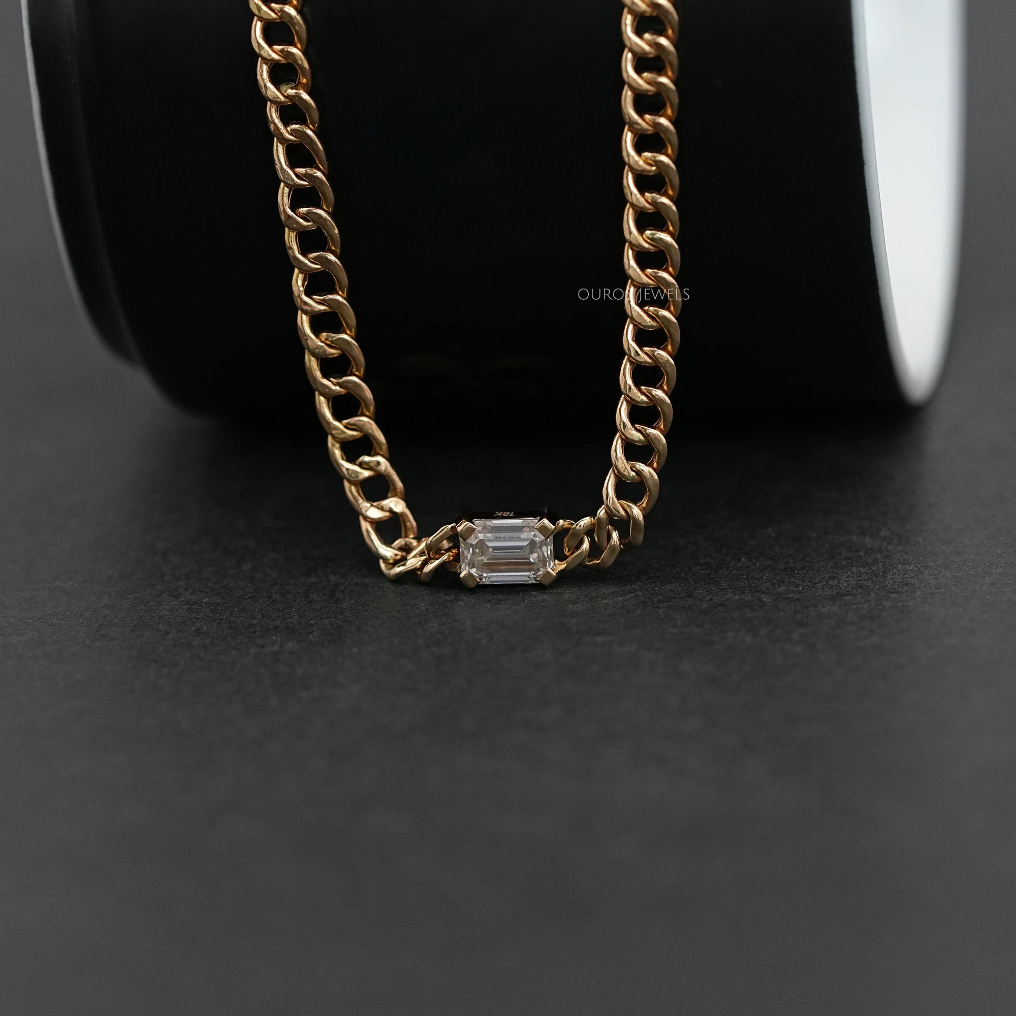 Emerald Cut Cuban Link Necklace For Men's Necklaces