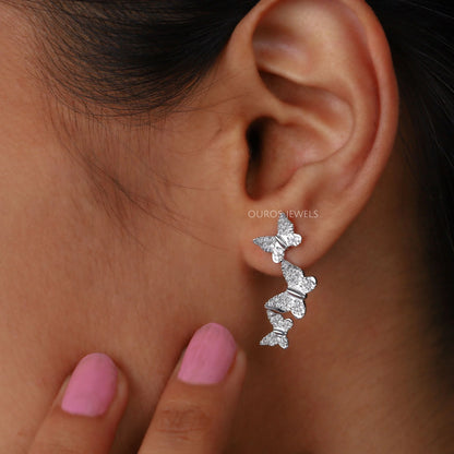 Butterfly Cut Lab Grown Diamond Drop Earrings