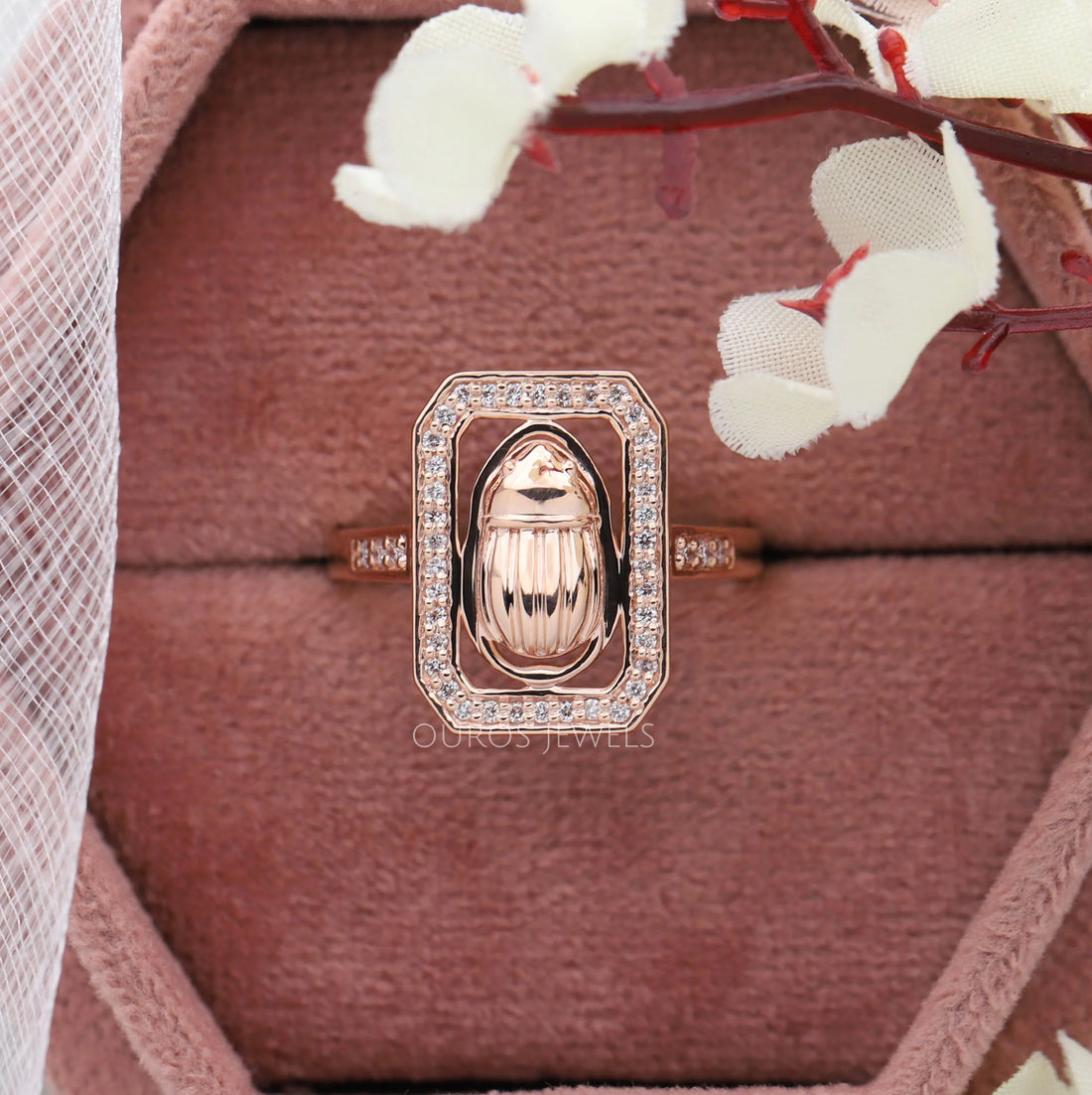 Round Cut Scarab Diamond Ring For men's