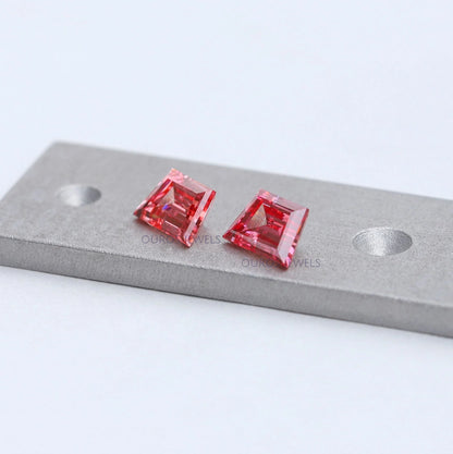 Pink Trapezoid Cut Lab Diamond Pair Loose