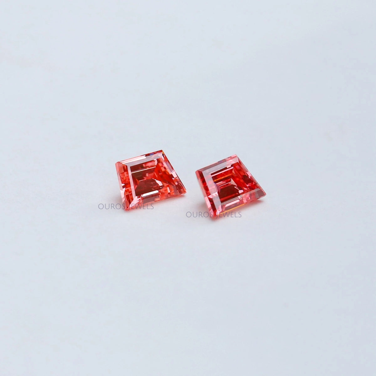Pink Trapezoid Cut Lab Diamond Pair Loose