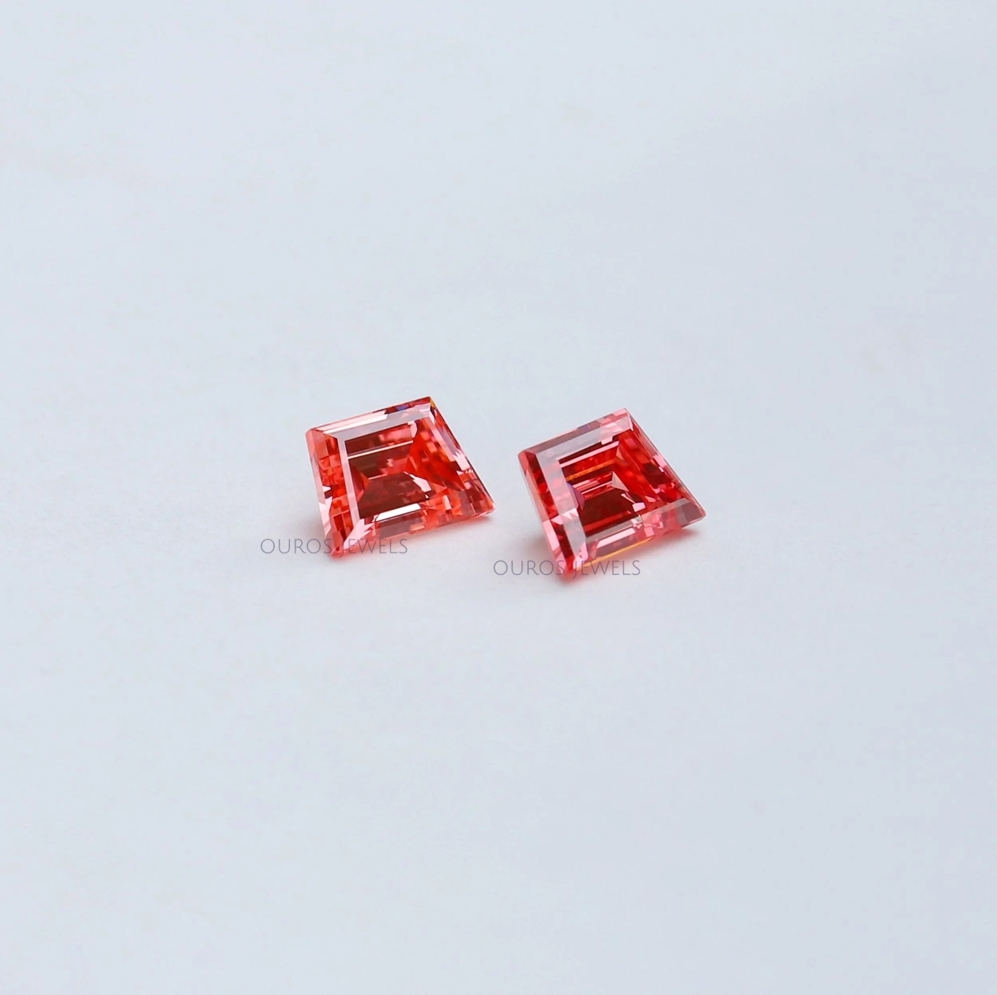 Pink Trapezoid Cut Lab Diamond Pair Loose