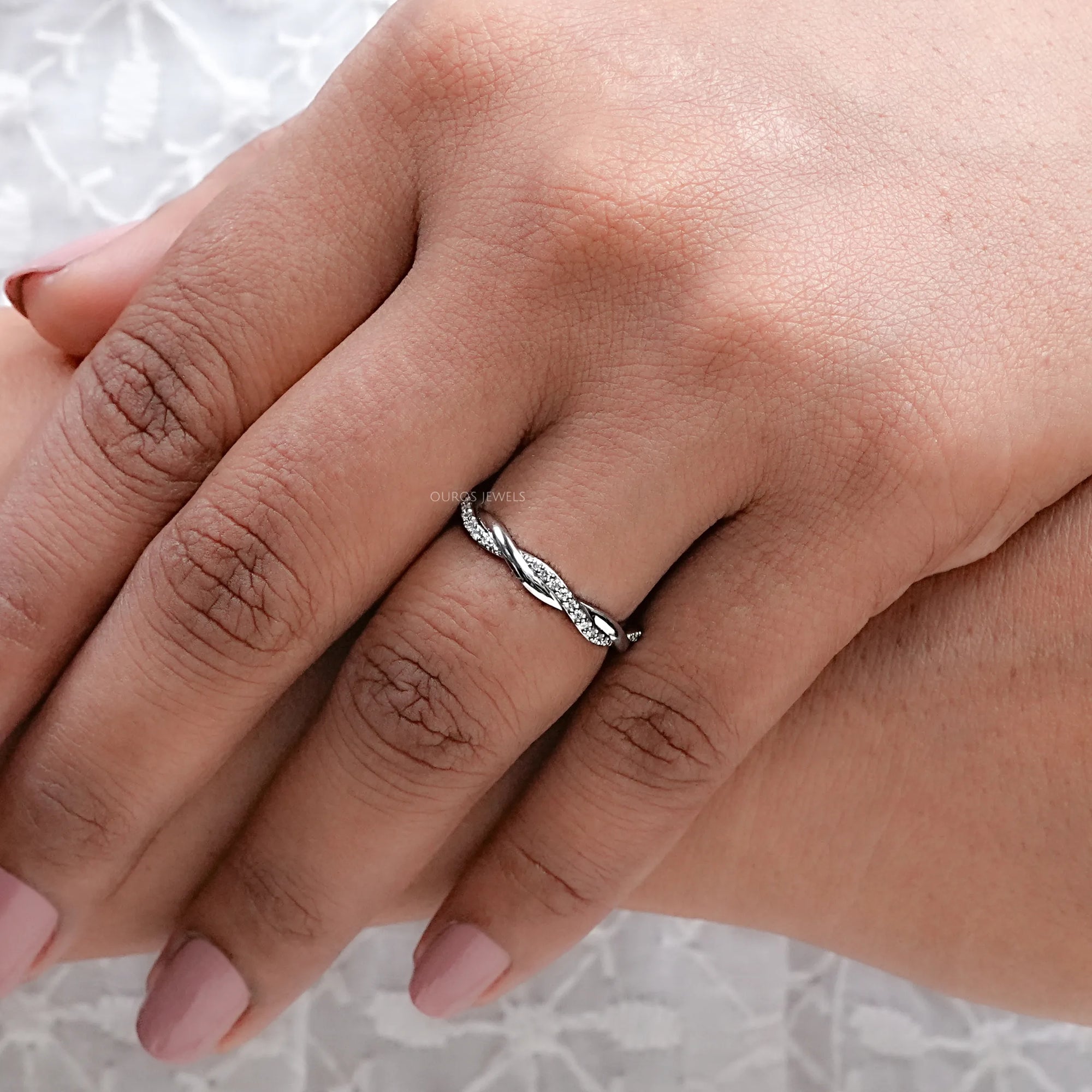 Twisted Infinity Round Diamond Eternity Band Ring