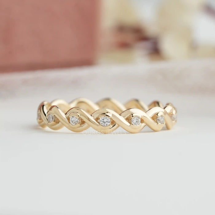 [ Front View of Infinity Round Diamond Eternity Band]-[Ouros Jewels]