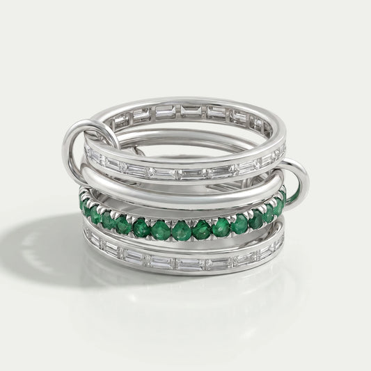 Interlink Natural Round Gemstone Wedding Band