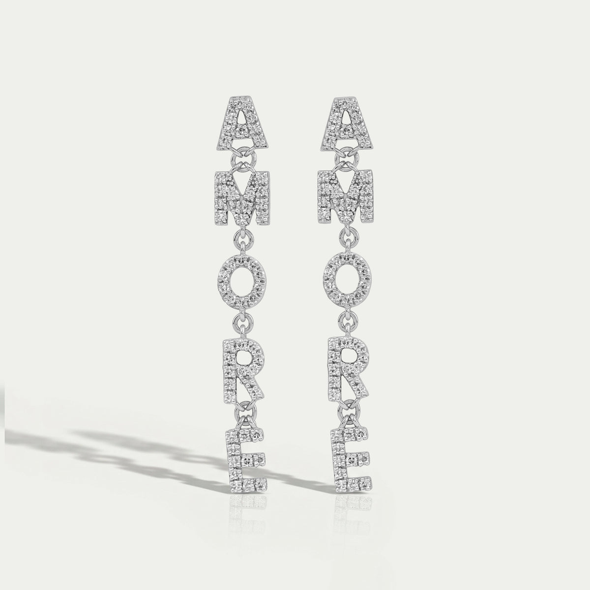 AMORE Initial Letter Round Diamond Dangle Earrings
