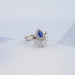 Sapphire Pear Carved Wedding Ring