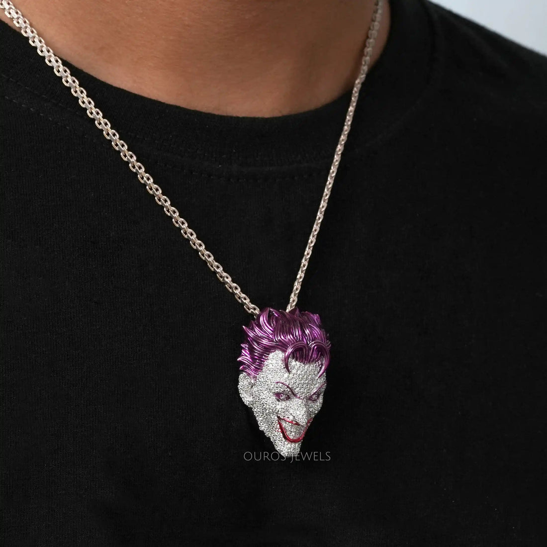 Round Lab Diamond Hip Hop Joker Pendant