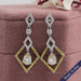 Kite Shape Yellow Pear Diamond Dangle Earrings Earrings
