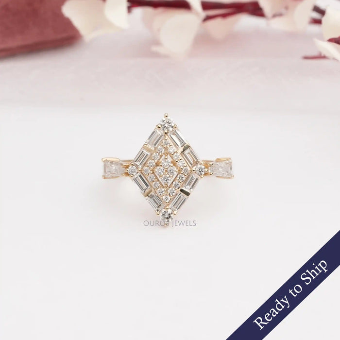 [Kite Shape Diamondd Engagement Ring]-[Ouros Jewels]