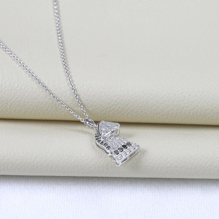 Knight Chess Horse Cut Lab Diamond Cluster Pendant Necklaces
