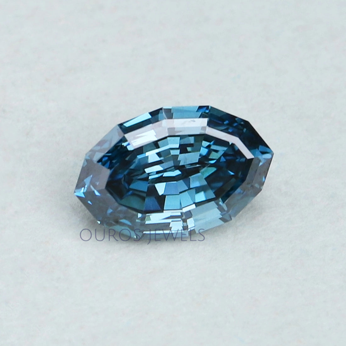 1.03 Carat Step Cut Blue Oval Lab Grown Diamond Loose