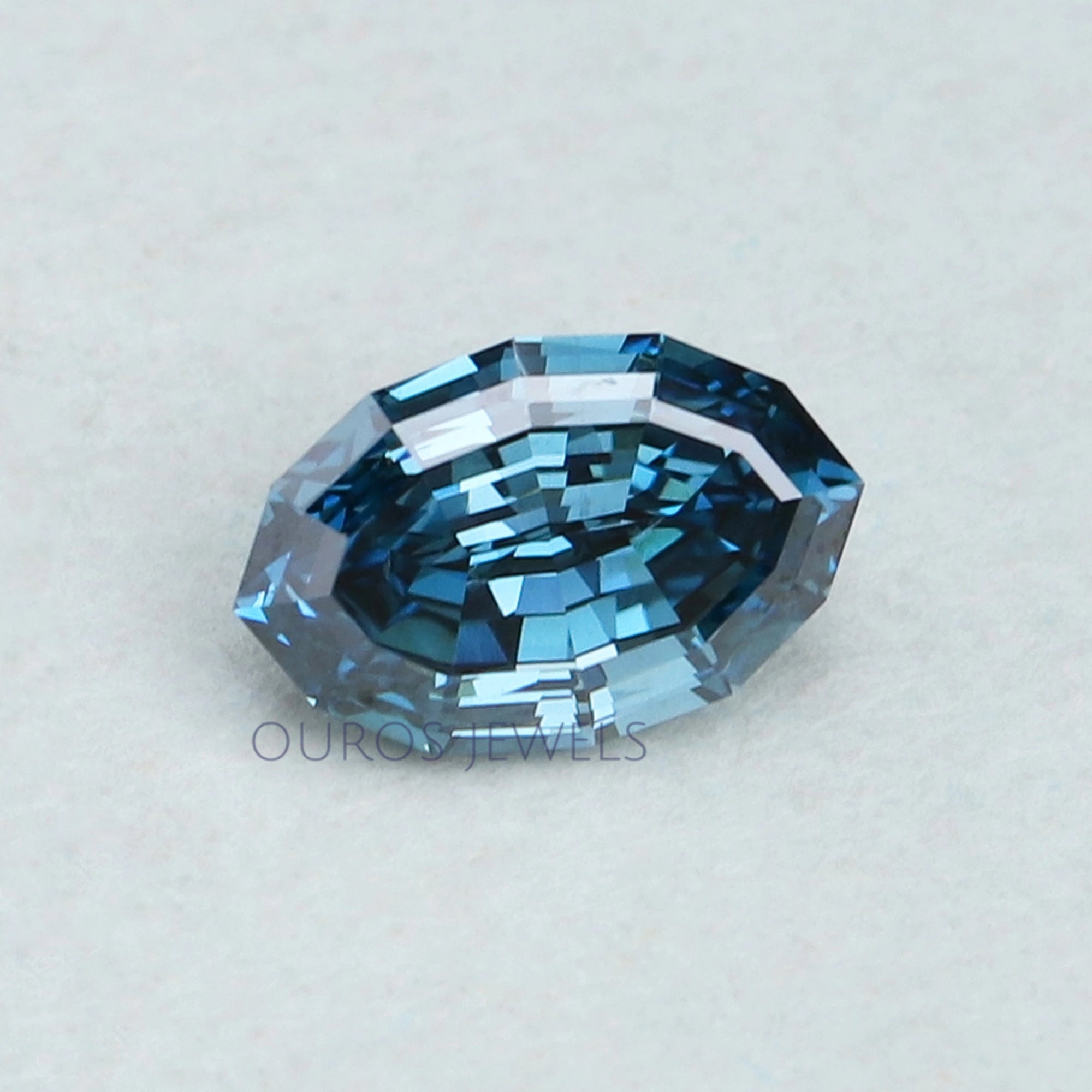 1.03 Carat Step Cut Blue Oval Lab Grown Diamond Loose