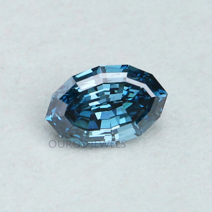 1.03 Carat Step Cut Blue Oval Lab Grown Diamond Loose