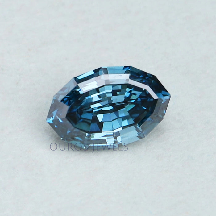 1.03 Carat Step Cut Blue Oval Lab Grown Diamond Loose