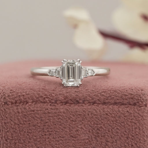 [Lab Diamond Emerald Cut Engagement Ring]-[Ouros Jewels]