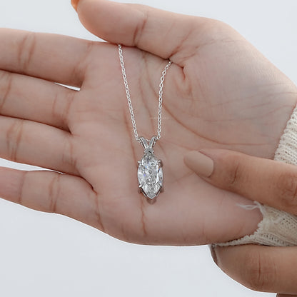 Marquise Lab Diamond Solitaire Bail Pendant Necklaces