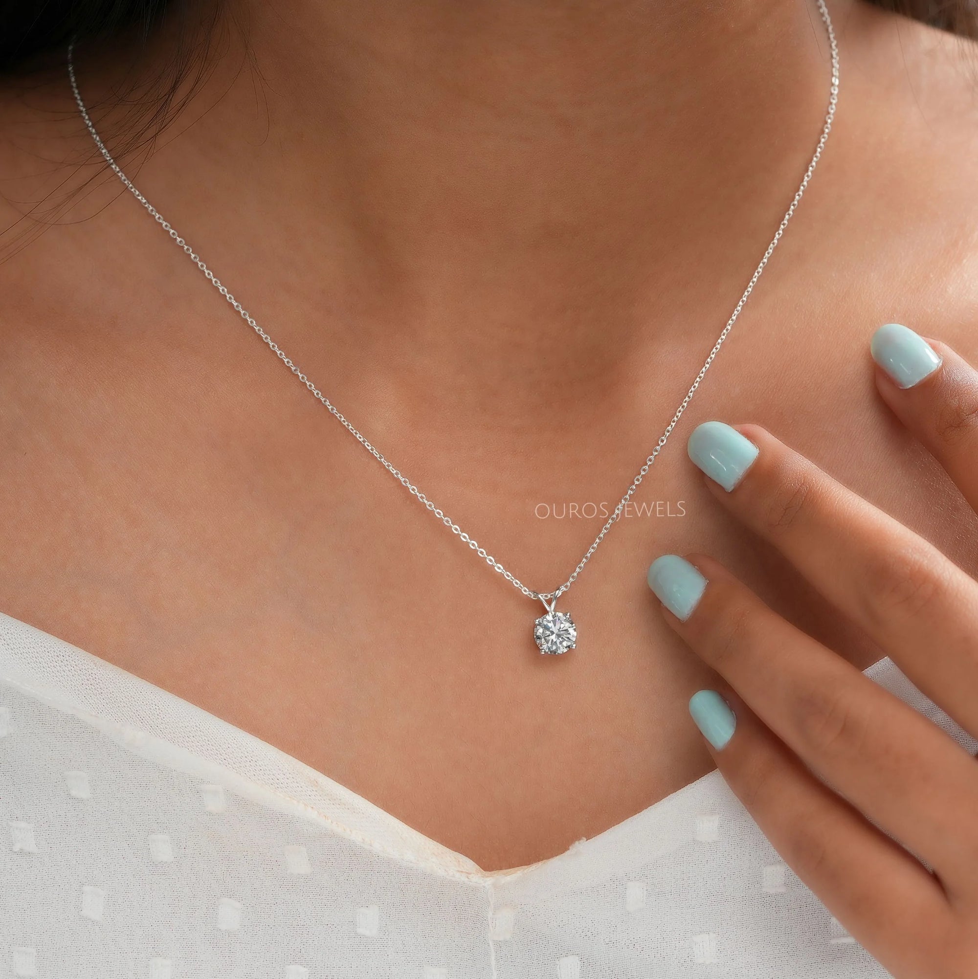 Round Lab Grown Diamond Bail Pendant FREE GIFT Necklaces