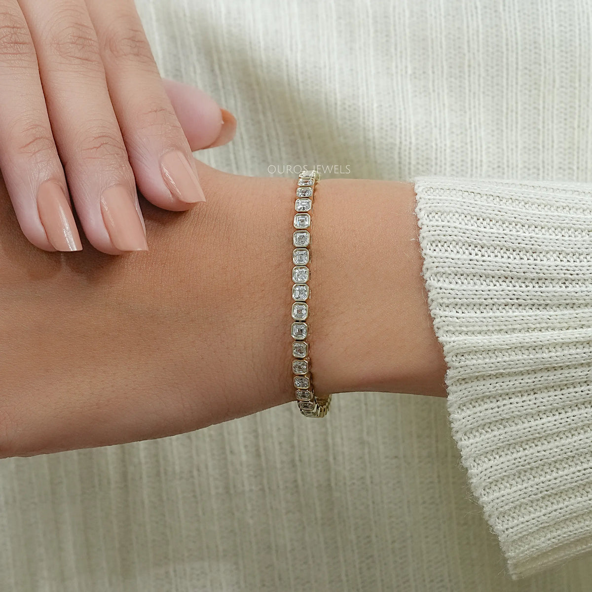 Lab Grown Asscher Diamond Tennis Bracelet Bracelet