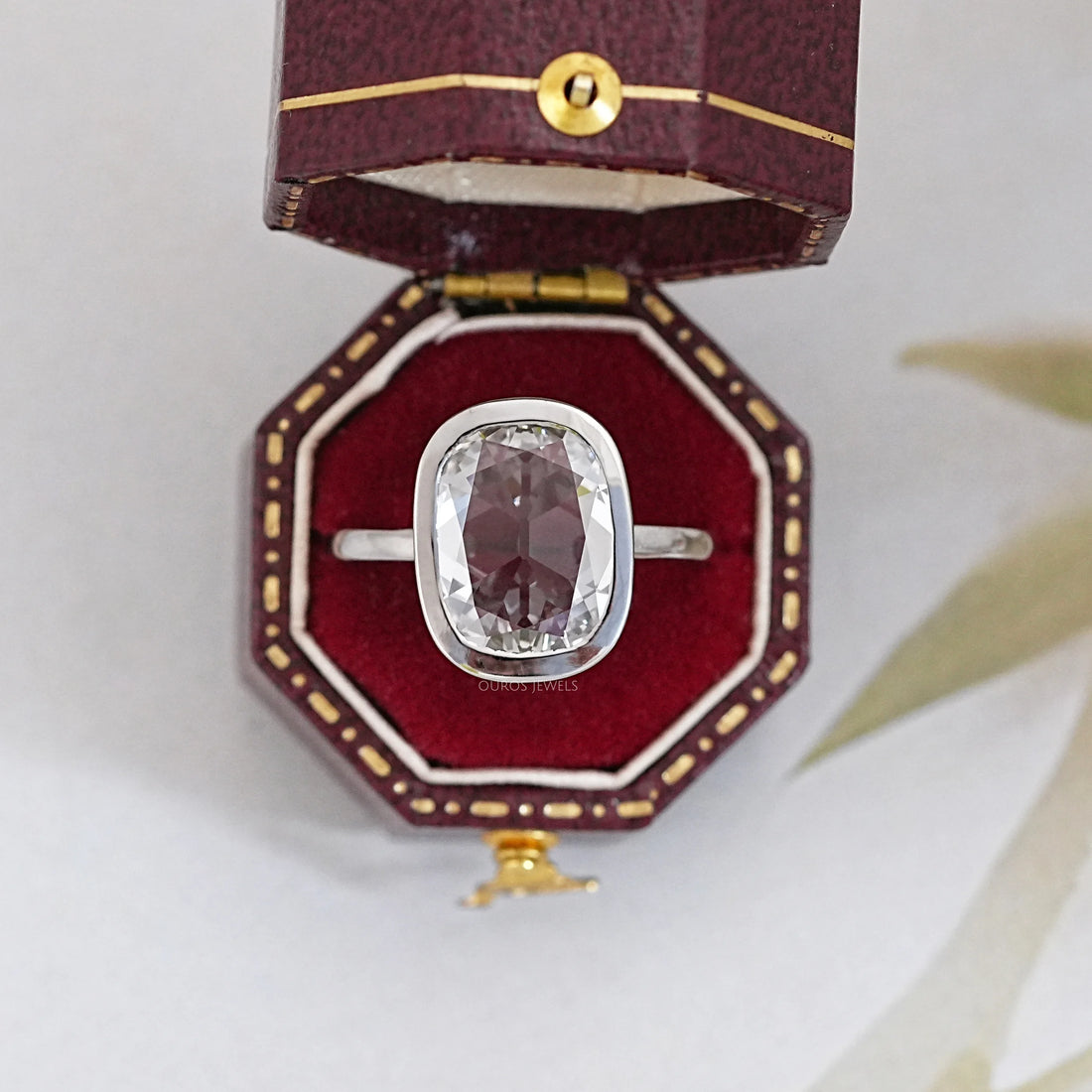 Old Mine Cushion Cut Bezel Set Solitaire Engagement Ring Rings