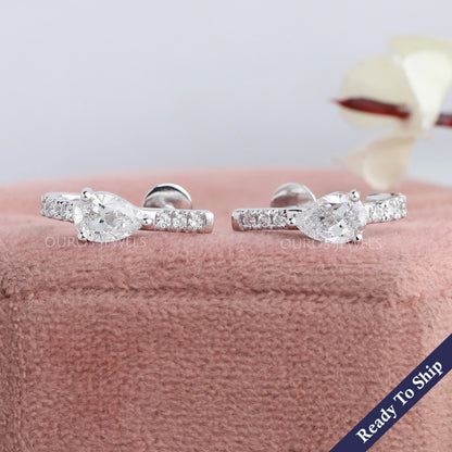 Pear Lab Grown Diamond C Hoop Earring Earrings
