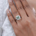 Green Asscher Lab Diamond Cluster Engagement Ring
