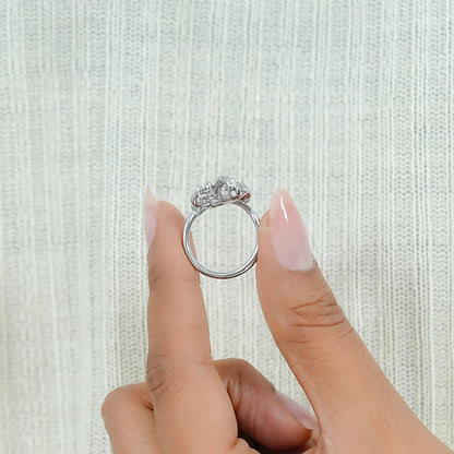 Champagne Step Cut Shield Diamond Floral Cocktail Ring Ring