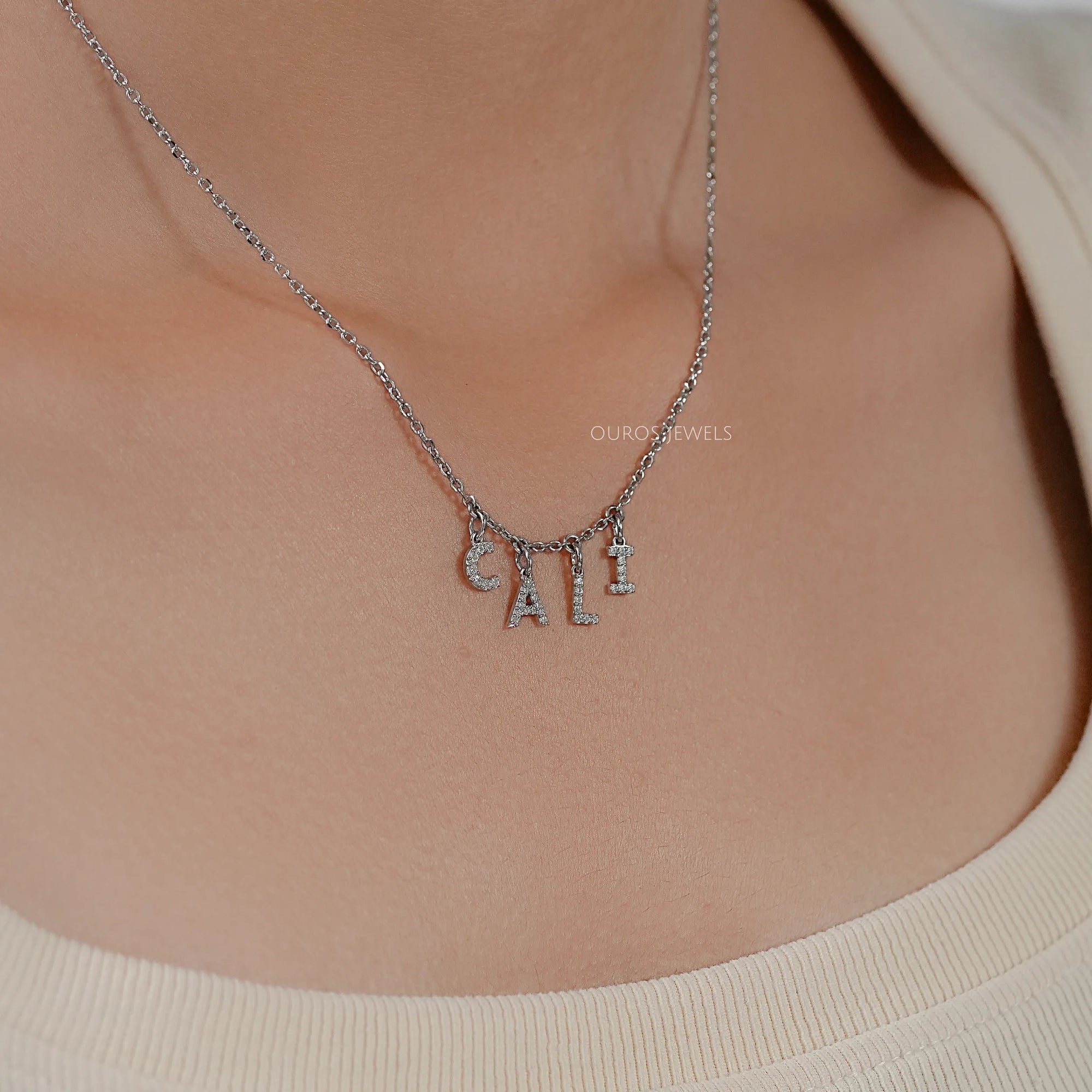CALI Letter Round Diamond Customize Pendant