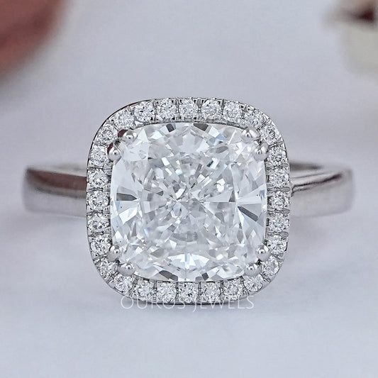 Cushion Lab Grown Diamond Halo Engagement Ring Rings