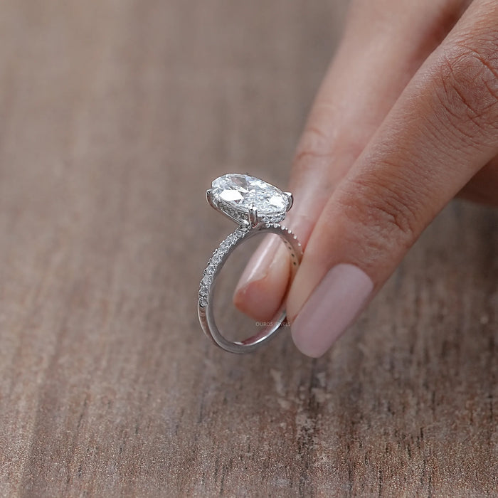 Oval Cut Solitaire Diamond With Accents Engagement Ring Rings