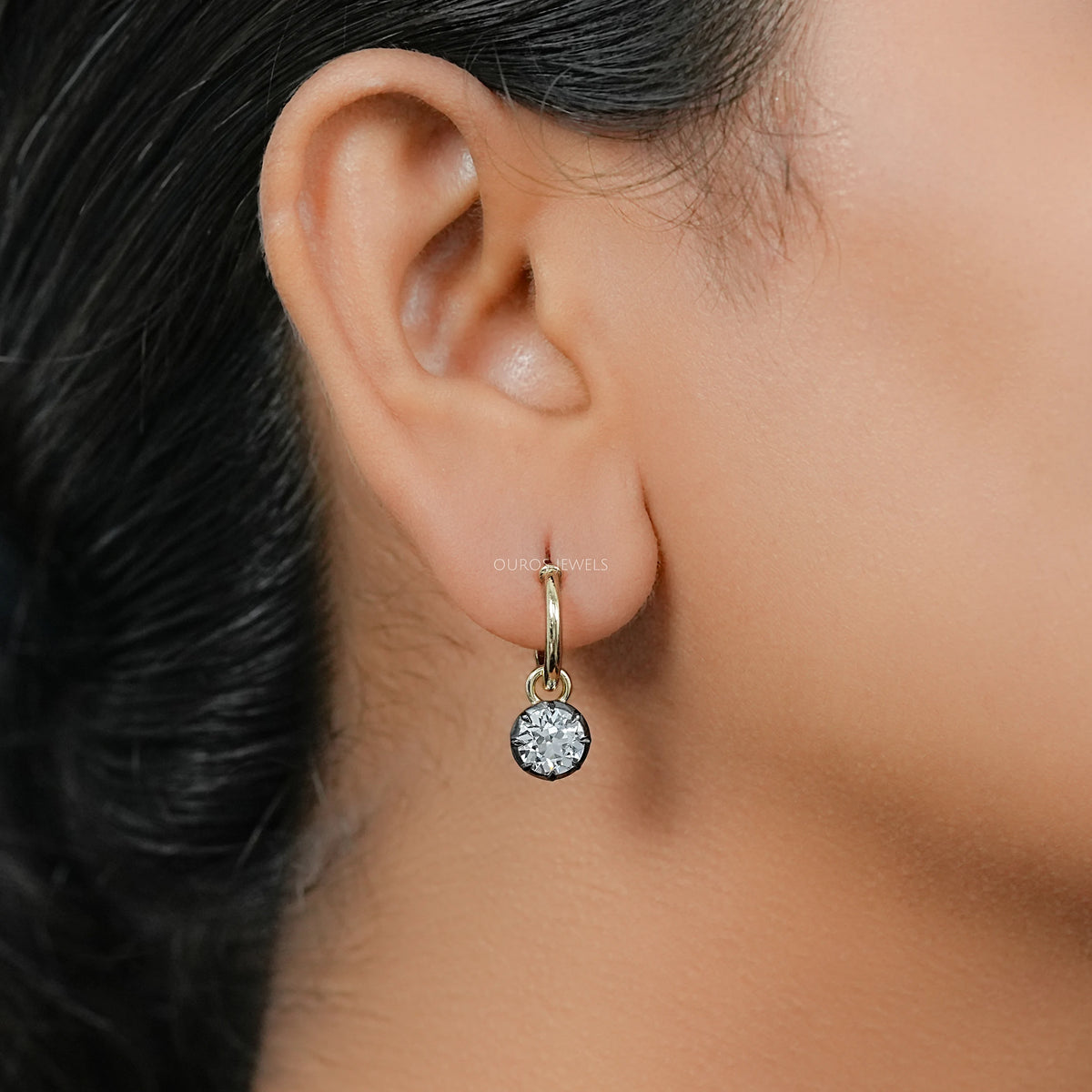 Old European Round Diamond Hoop Earrings