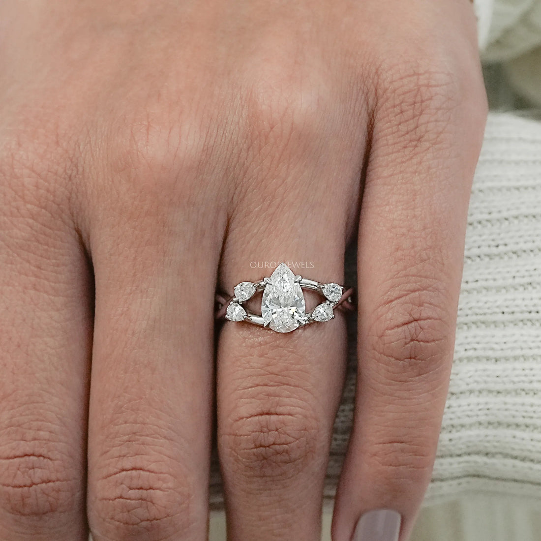Infinity Pear Lab Diamond Engagement Ring Ring