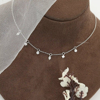 Multi Shape Lab Diamond Station Necklace