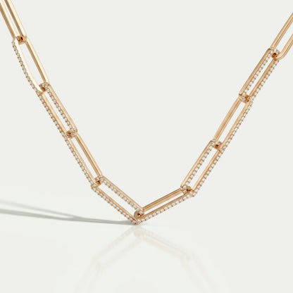 Round Lab Diamond Paperclip Link Necklace Necklaces