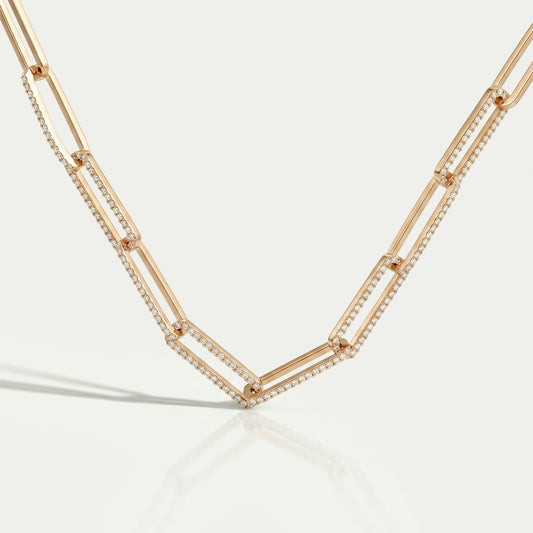 Round Lab Diamond Paperclip Link Necklace Necklaces