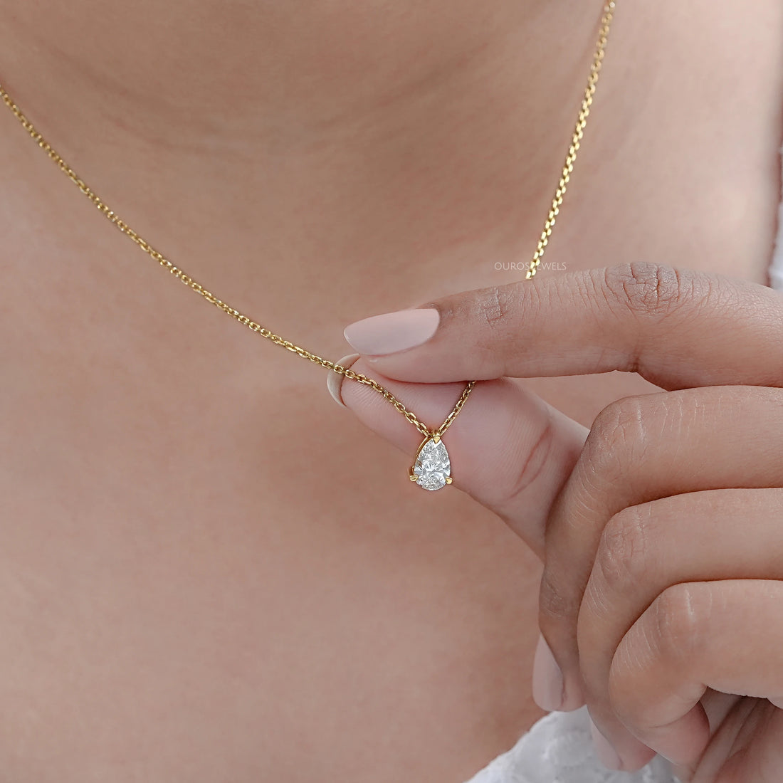 Pear Cut Lab Grown Diamond Pendant Necklaces