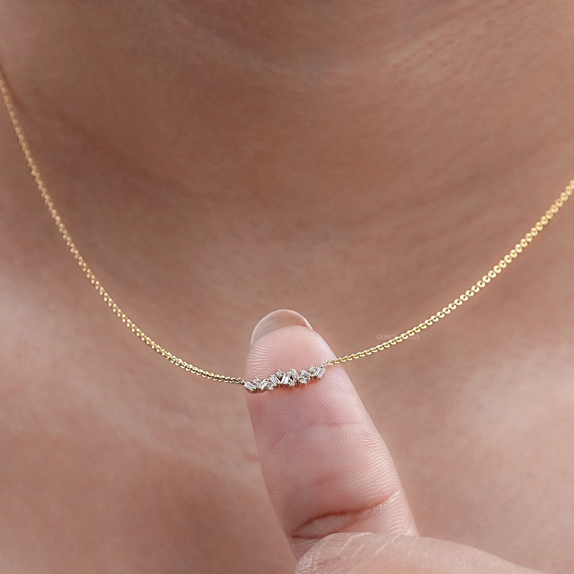 Baguette And Round Lab Diamond Pendant Necklaces