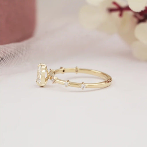 Pear Cut Lab Grown Accent Diamond Engagement Ring