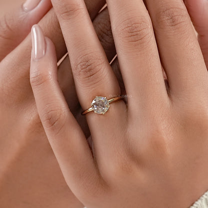 Rose Cut Round Diamond Solitaire Ring