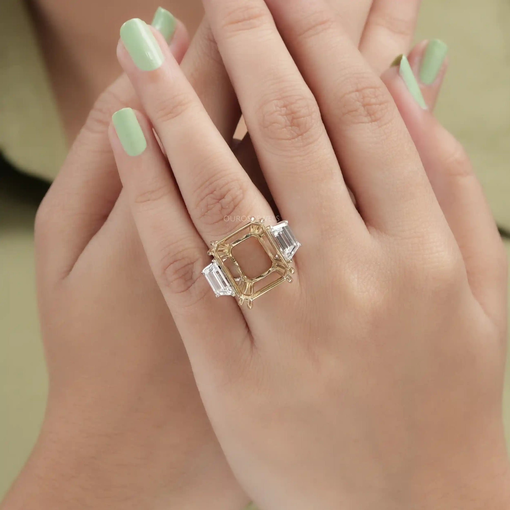 Semi Mount Three Stone Ring Settings Rings