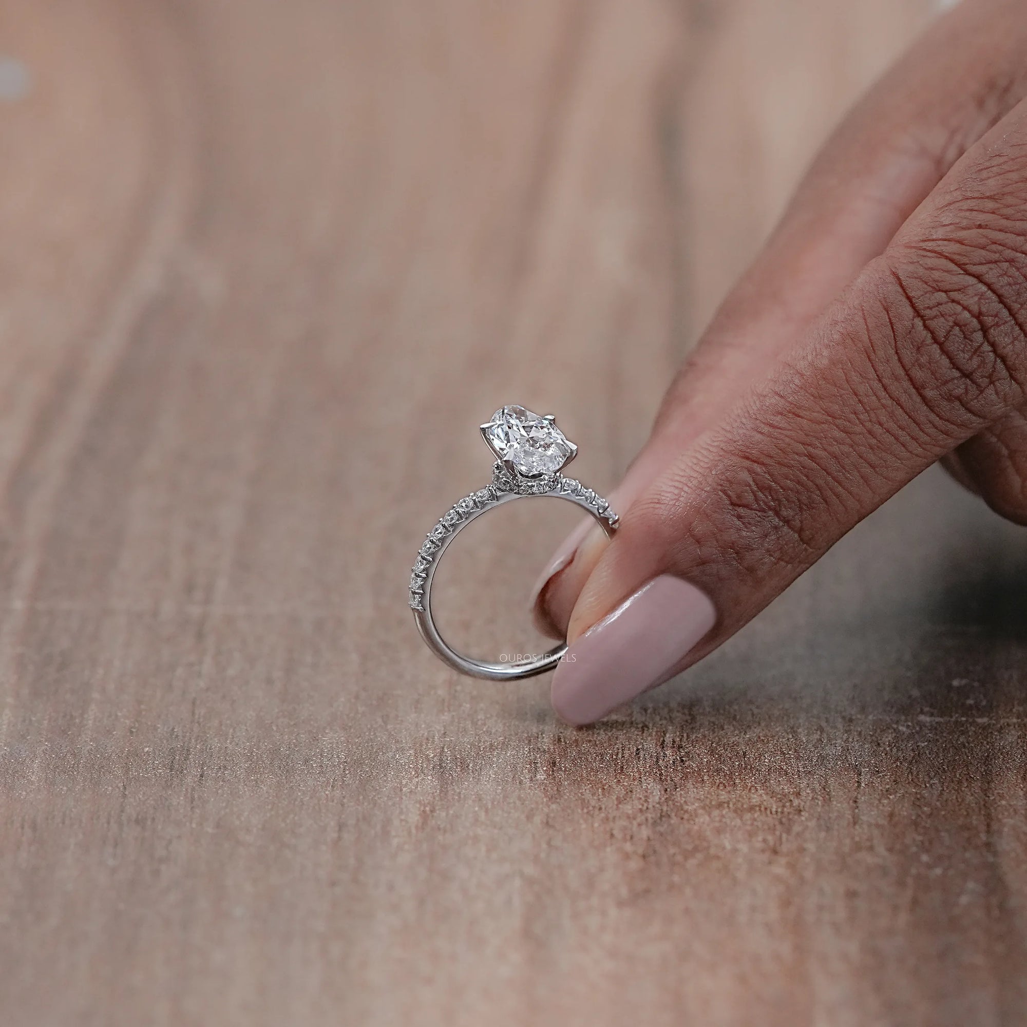 Marquise Diamond Solitaire Accent Hidden Halo Engagement Ring Rings