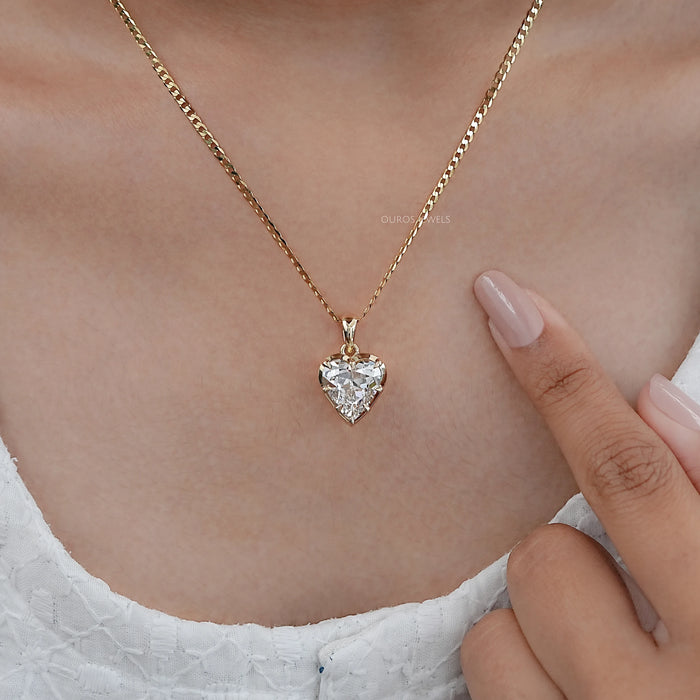 Old Mine Heart Lab Diamond Solitaire Pendant Necklaces