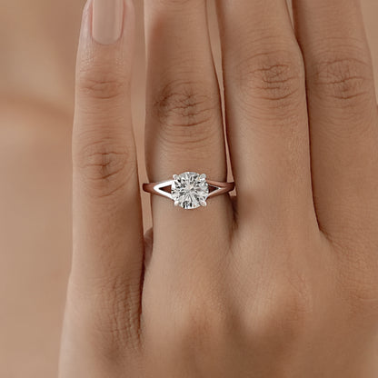 Round Lab Diamond Solitaire Split Shank Ring Ring