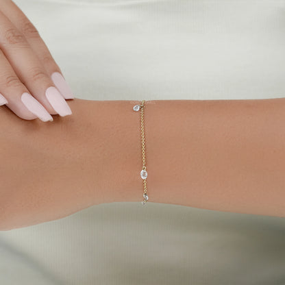 Rose Cut Lab Diamond Station Chain Bracelet Bracelet
