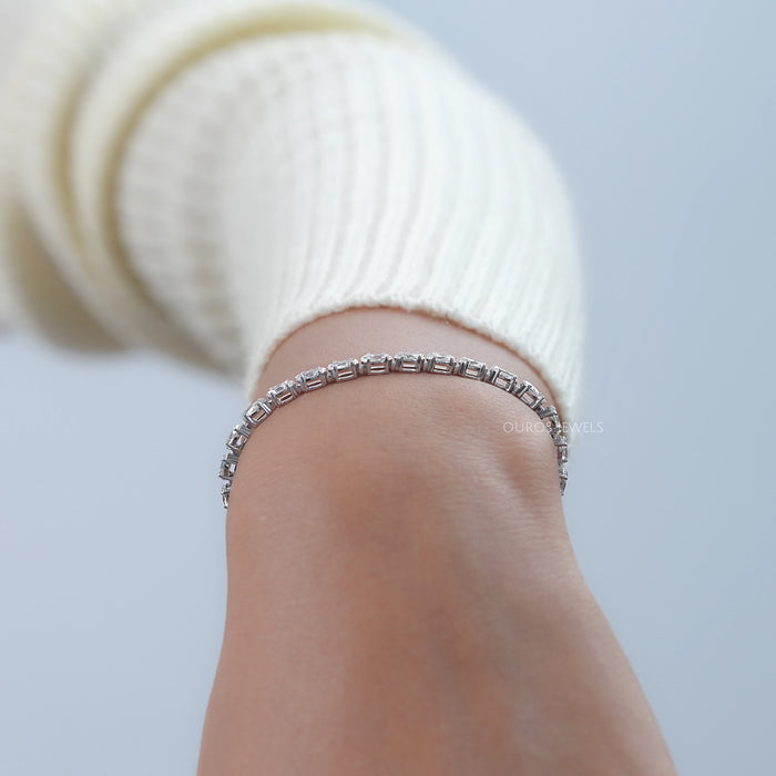 Marquise Cut Lab Diamond White Gold Tennis Bracelet Bracelet