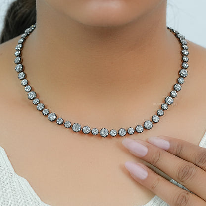 OEC Round Lab Diamond Tennis Necklace