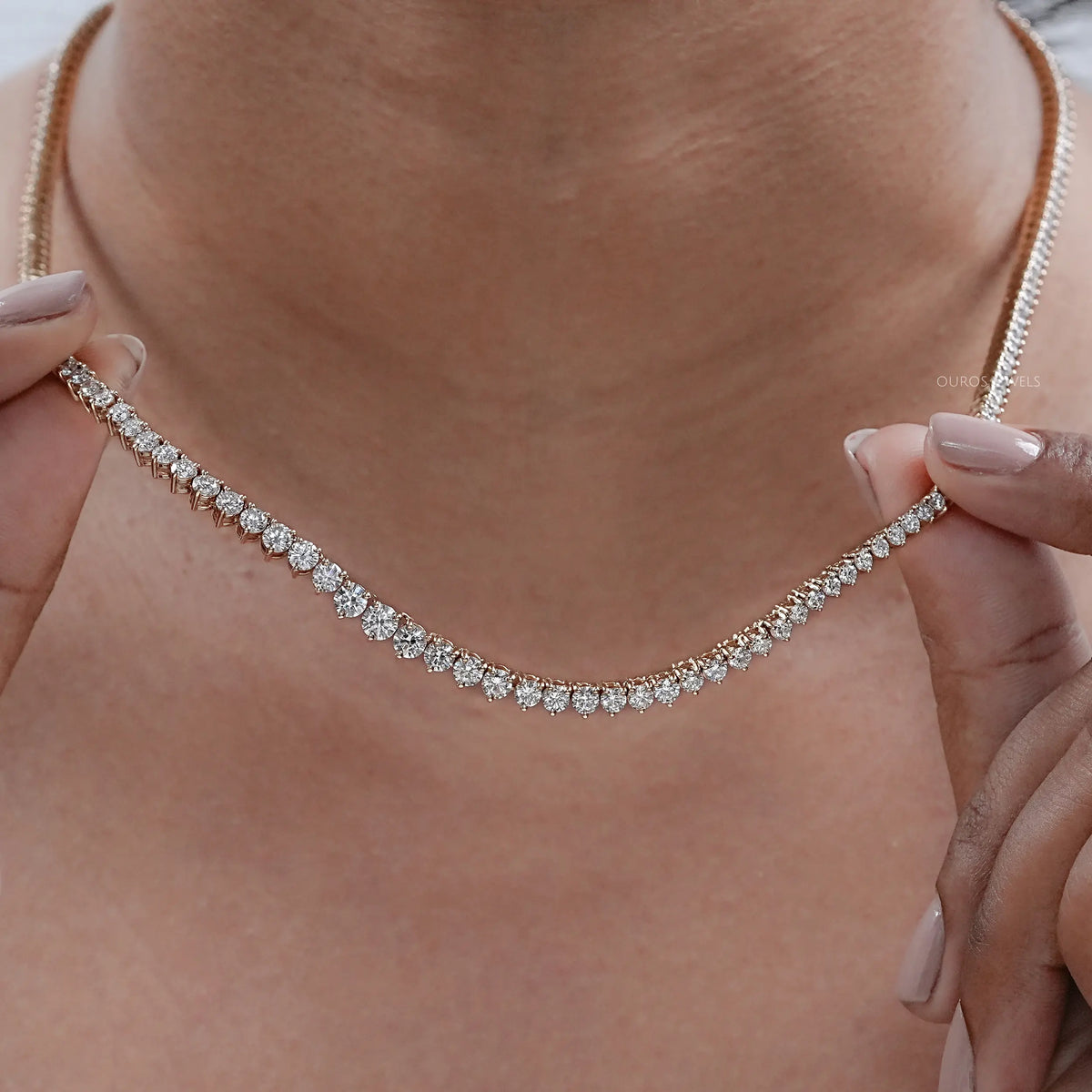 Graduated Brilliant Round Cut Tennis Necklace Necklaces