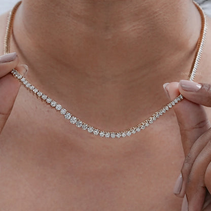 Graduated Brilliant Round Cut Tennis Necklace Necklaces